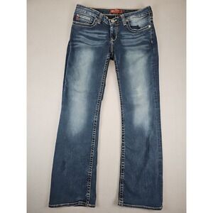 Big Star Low-Rise Bootcut Stretch Whiskered Dark Denim Pants Women's 32x31